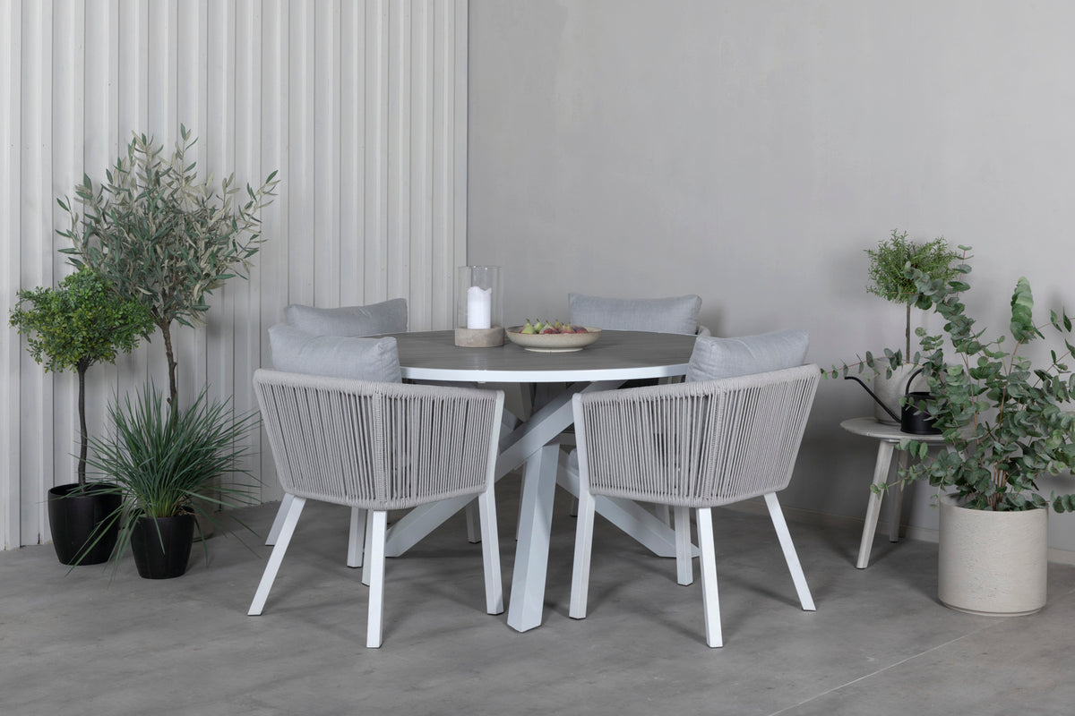 Venture Design Virya & Parma Matstolar Grå + Runda Matbord ø140 Vit