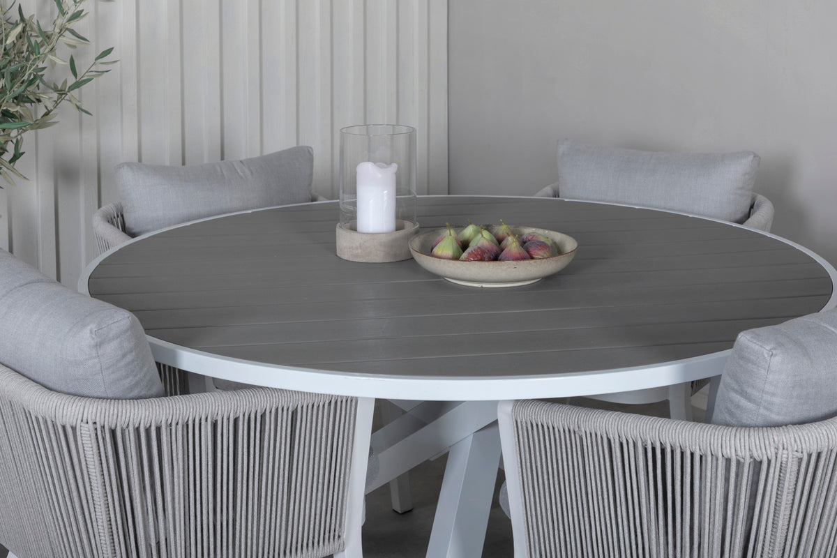 Venture Design Virya & Parma Matstolar Grå + Runda Matbord ø140 Vit