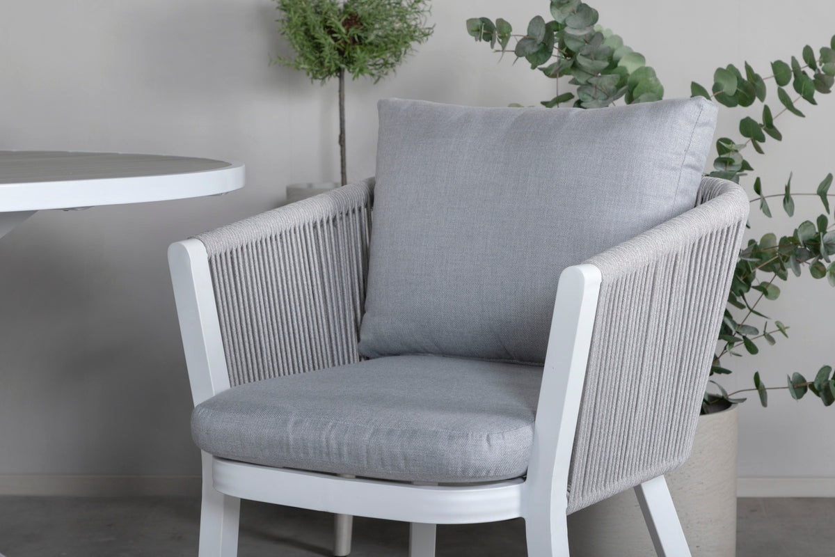 Venture Design Virya & Parma Matstolar Grå + Runda Matbord ø140 Vit