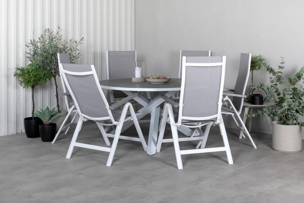 Venture Design Albany & Parma Positionsstolar Grå + Matbord ⌀140