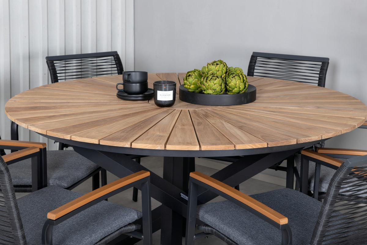 Venture Design Dallas & Mexico Matstolar Svart + Matbord ⌀140