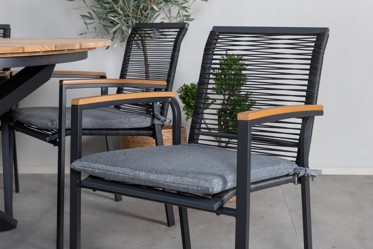 Venture Design Dallas & Mexico Matstolar Svart + Matbord ⌀140