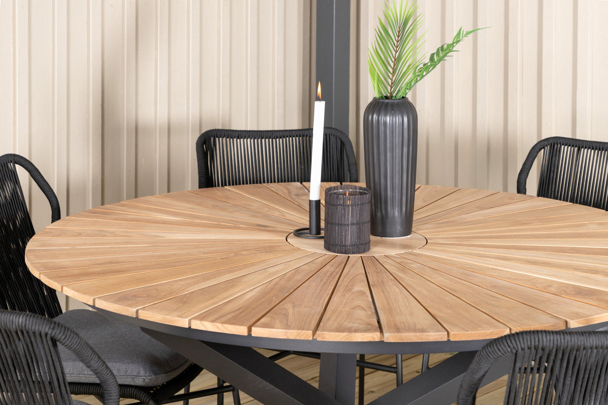 Venture Design Julian & Mexico Matstolar Svart + Matbord ⌀140