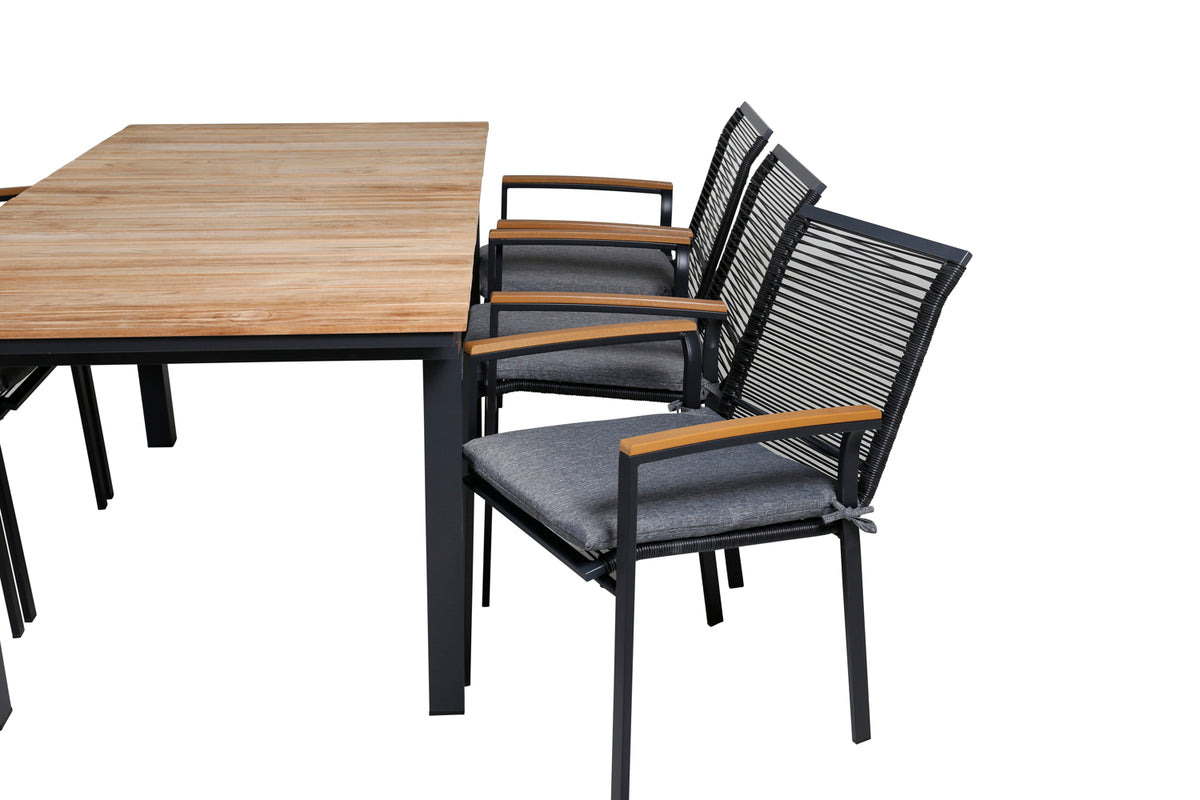 Venture Design Dallas & Mexico Matstolar Svart + Matbord 90x180/240