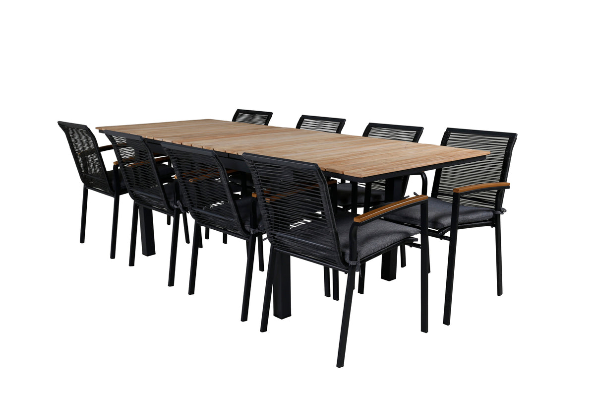 Venture Design Dallas & Mexico Matstolar Svart + Matbord 90x180/240
