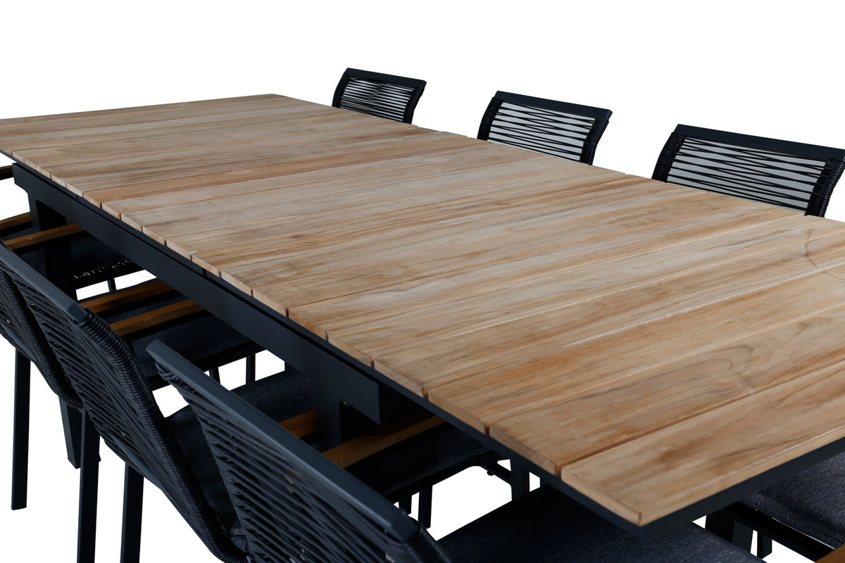Venture Design Dallas & Mexico Matstolar Svart + Matbord 90x180/240
