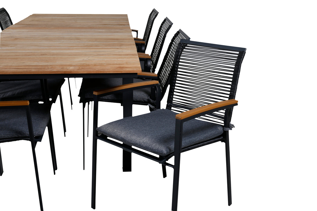 Venture Design Dallas & Mexico Matstolar Svart + Matbord 90x180/240