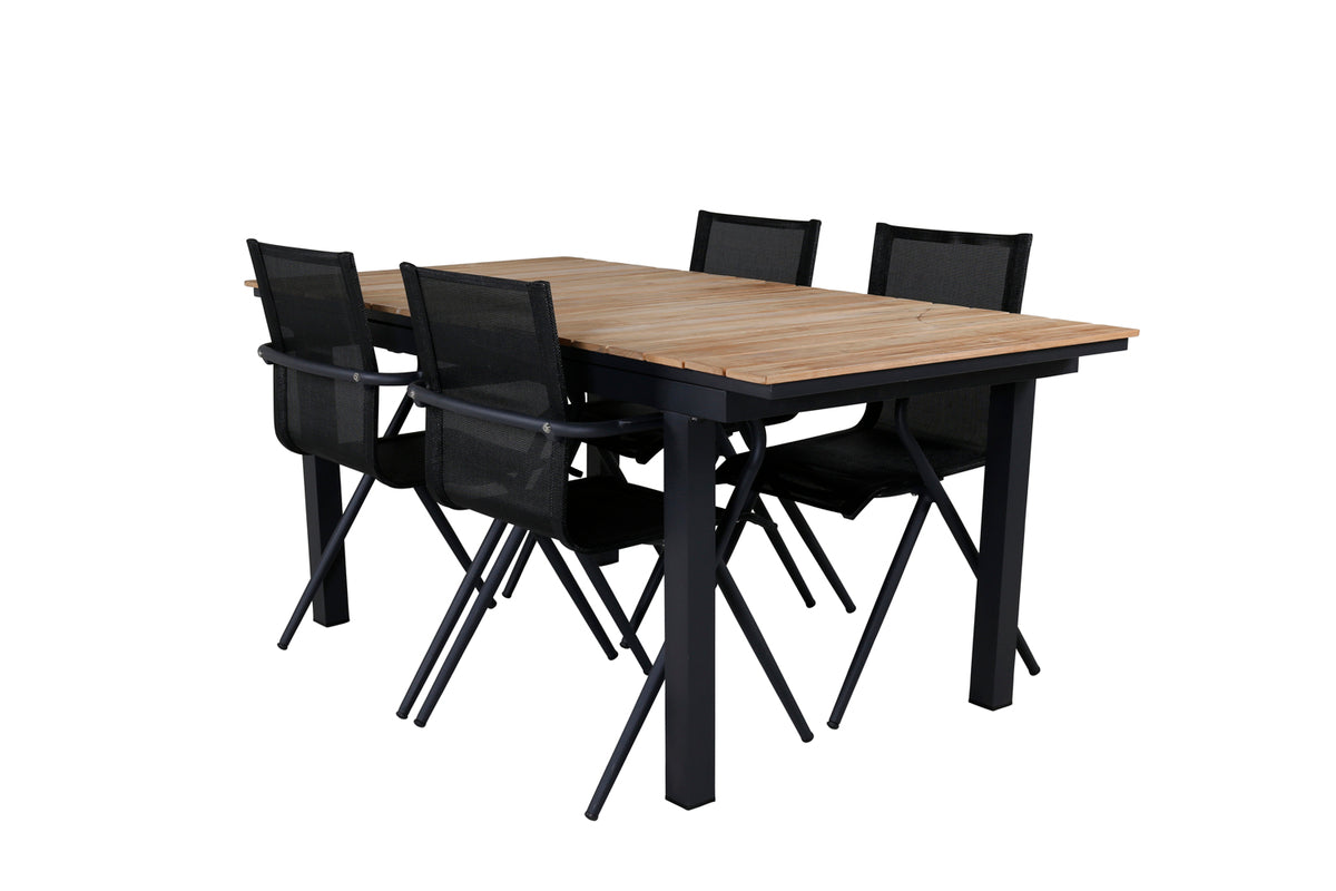 Venture Design Alina & Mexico Matstolar Svart + Matbord 90x180/240