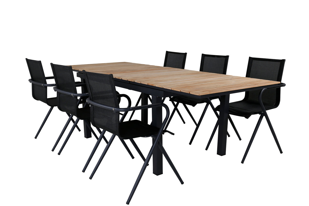 Venture Design Alina & Mexico Matstolar Svart + Matbord 90x180/240