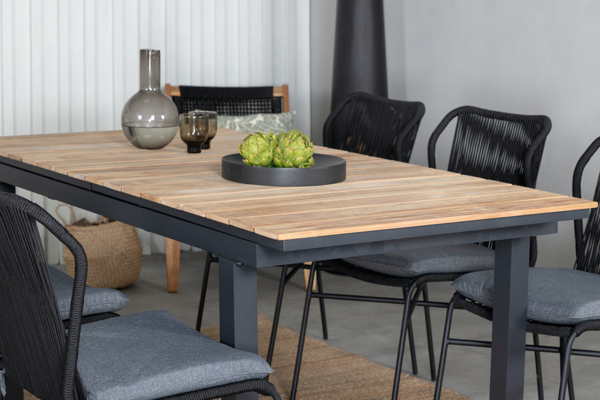 Venture Design Julian & Mexico Matstolar Svart + Matbord 90x180/240