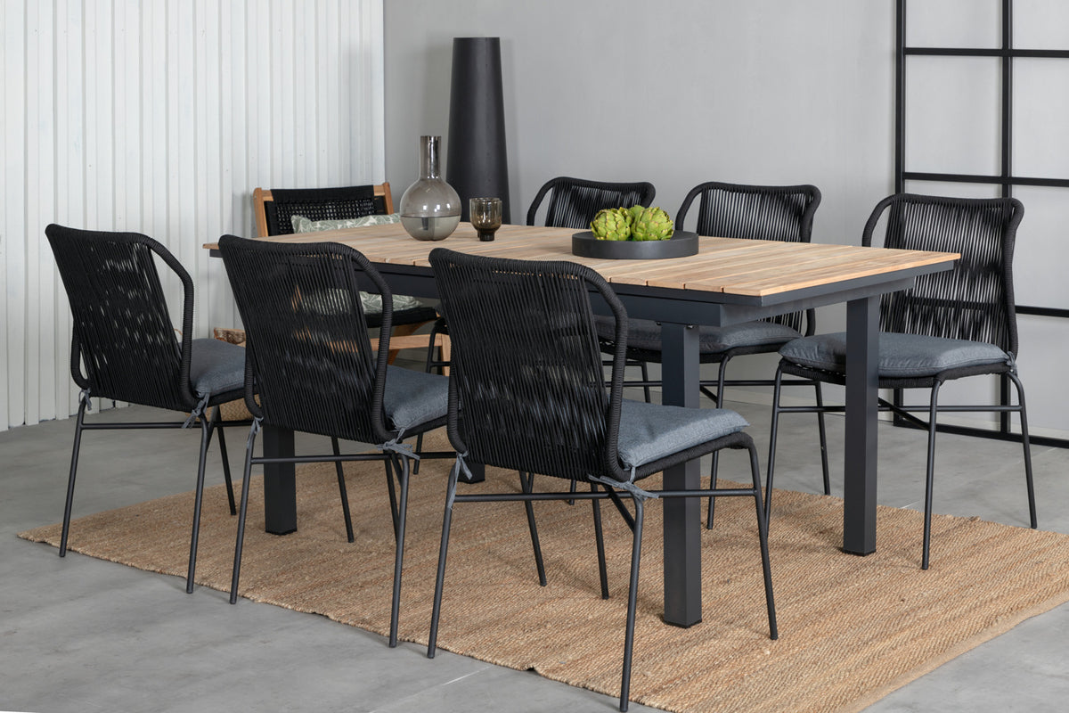 Venture Design Julian & Mexico Matstolar Svart + Matbord 90x180/240
