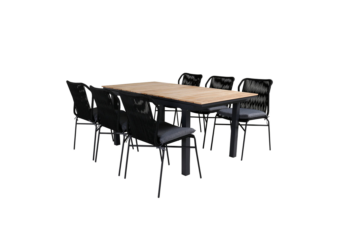 Venture Design Julian & Mexico Matstolar Svart + Matbord 90x180/240