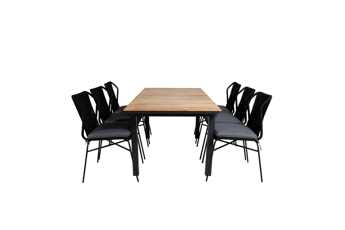 Venture Design Julian & Mexico Matstolar Svart + Matbord 90x180/240
