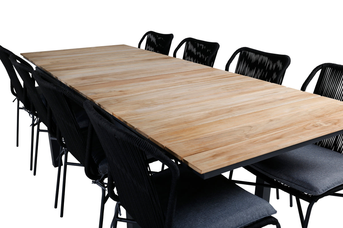 Venture Design Julian & Mexico Matstolar Svart + Matbord 90x180/240