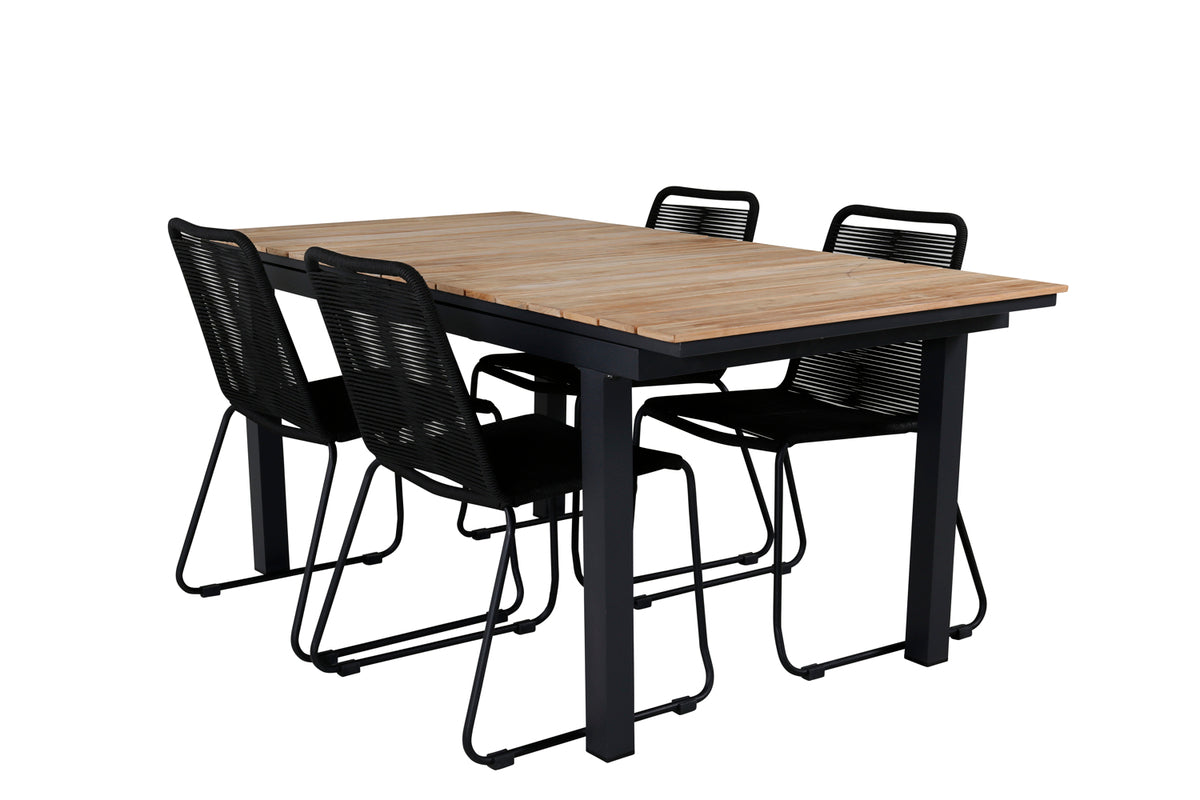 Venture Design Mexico & Lindos Matbord 90x180/240 + Matstolar Svart