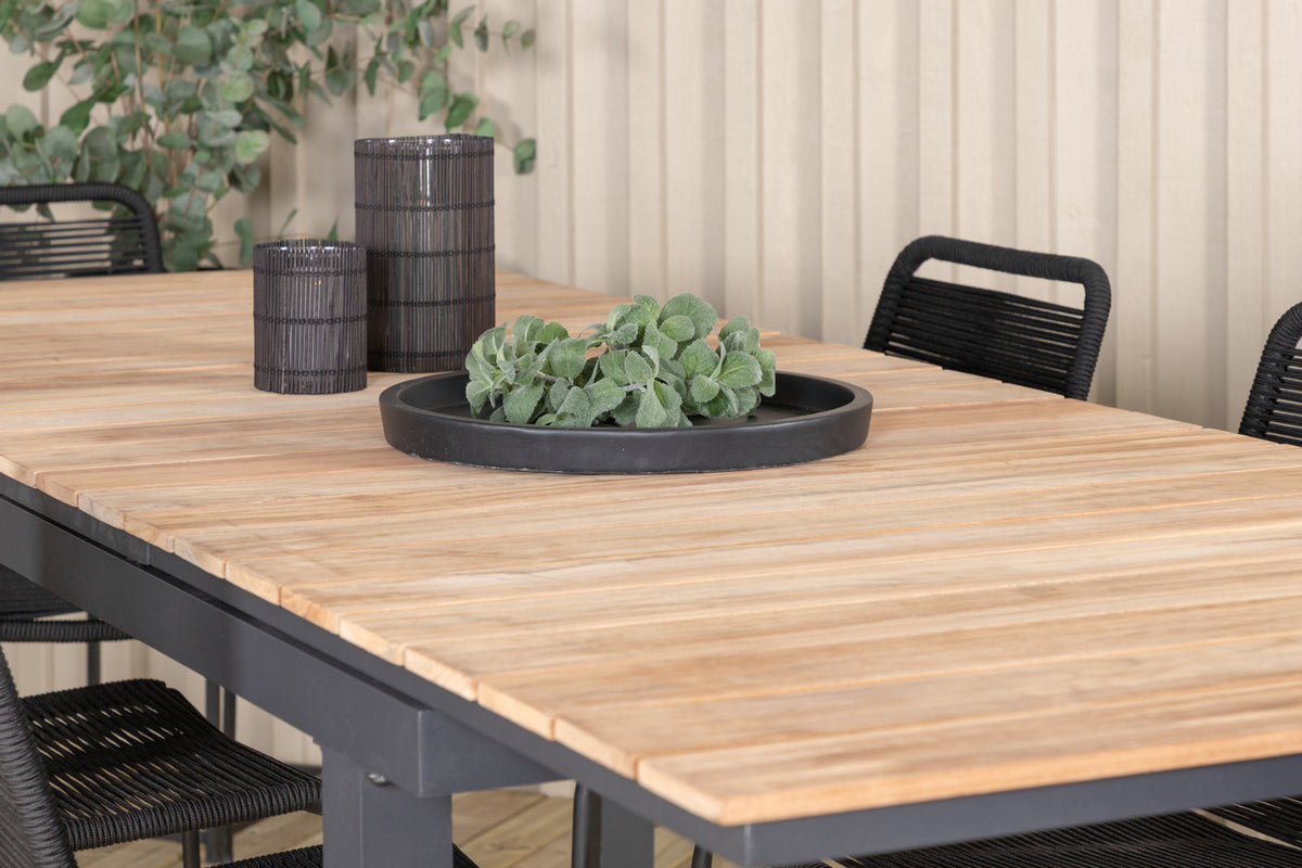 Venture Design Mexico & Lindos Matbord 90x180/240 + Matstolar Svart