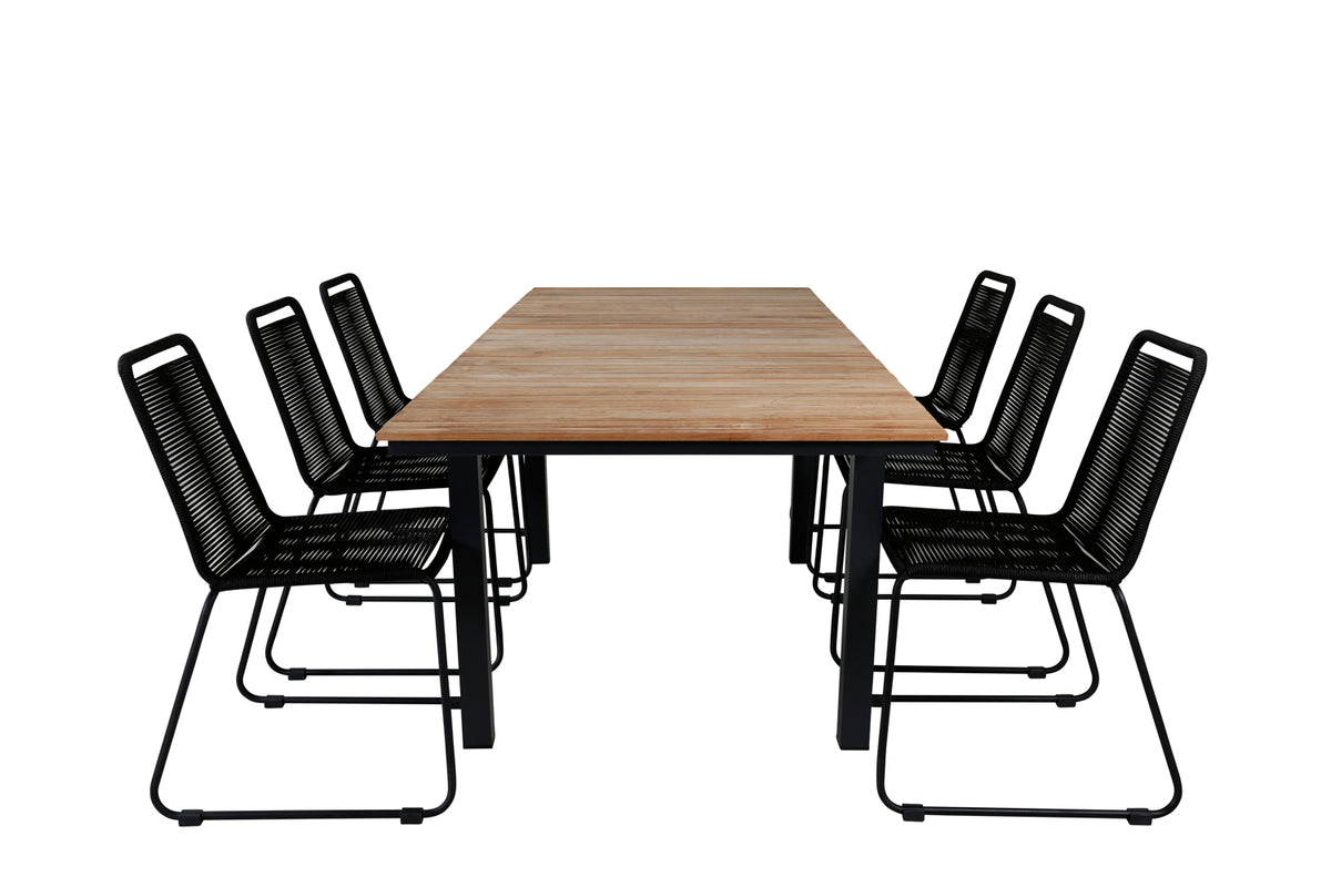 Venture Design Mexico & Lindos Matbord 90x180/240 + Matstolar Svart