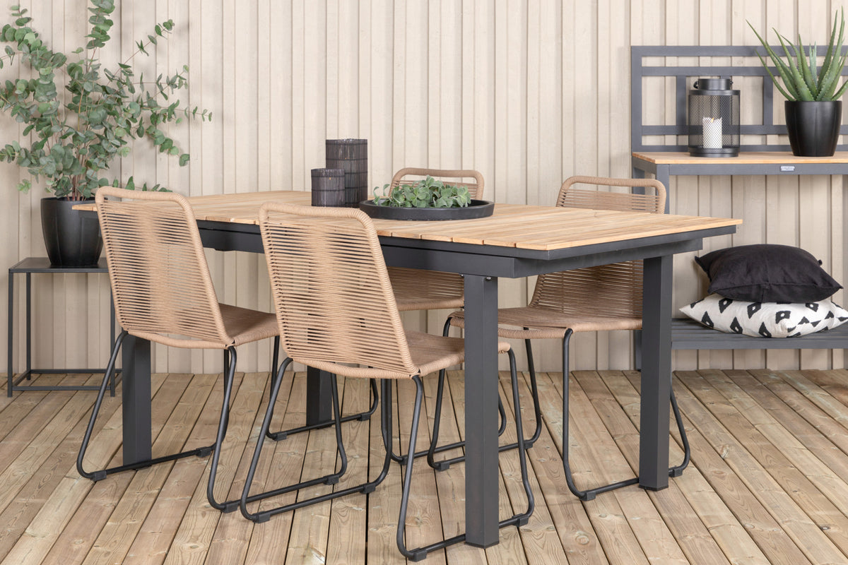 Venture Design Mexico & Lindos Matbord 90x180/240 + Matstolar Brun