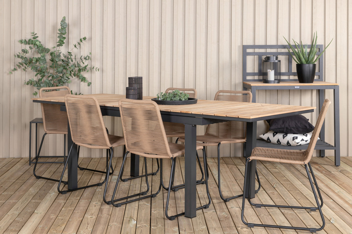 Venture Design Mexico & Lindos Matbord 90x180/240 + Matstolar Brun