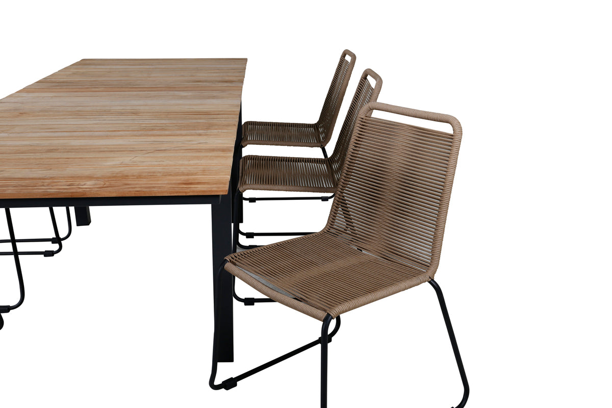 Venture Design Mexico & Lindos Matbord 90x180/240 + Matstolar Brun
