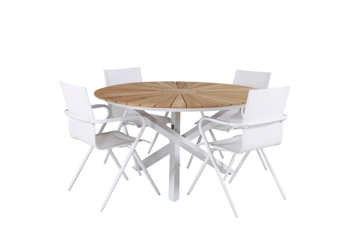 Venture Design Alina & Mexico Matstolar Vit + Matbord ⌀140