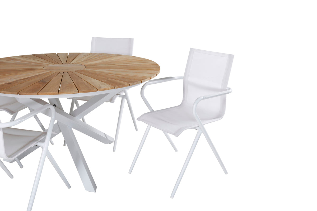 Venture Design Alina & Mexico Matstolar Vit + Matbord ⌀140