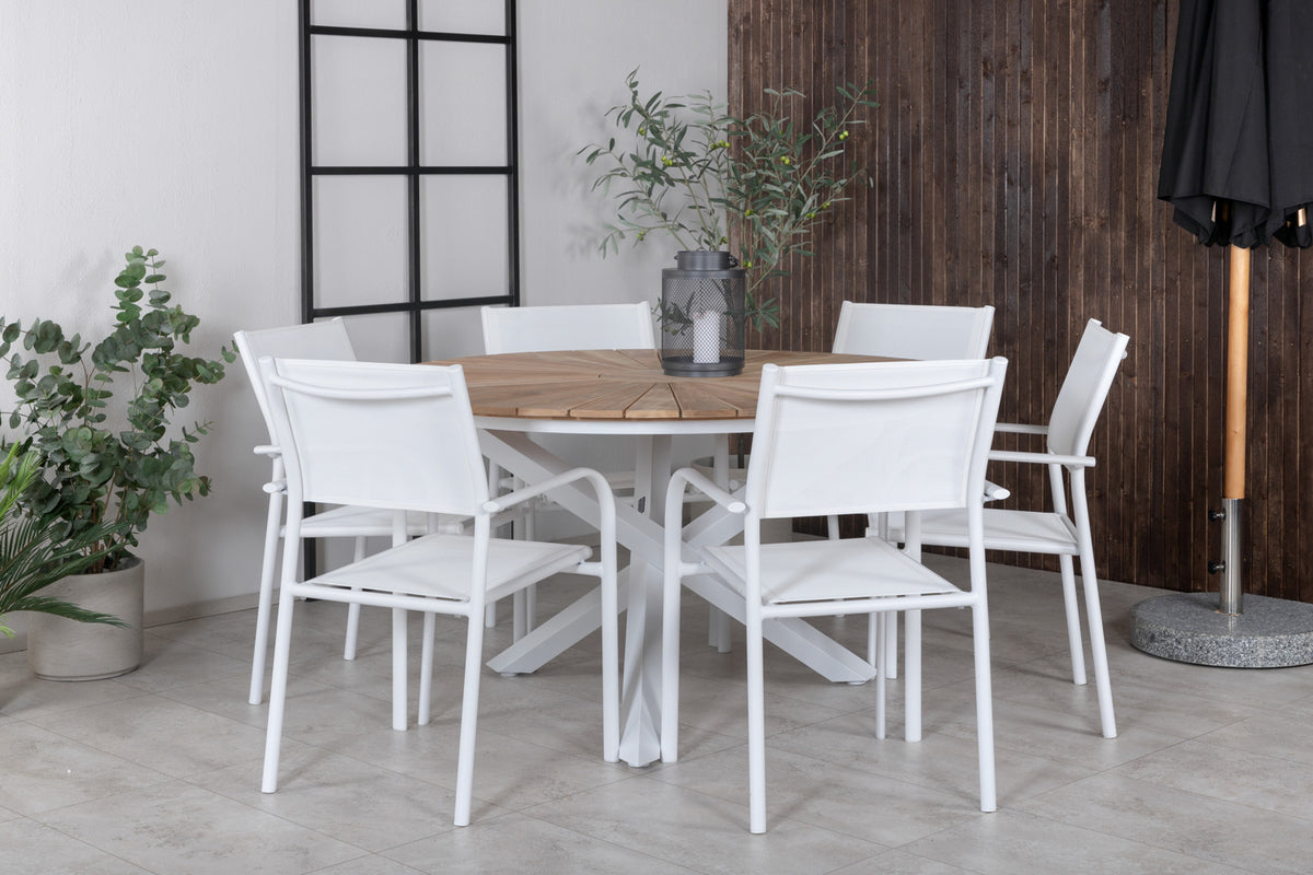 Venture Design Mexico & Santorini Matbord ⌀140 + Matstolar Vit