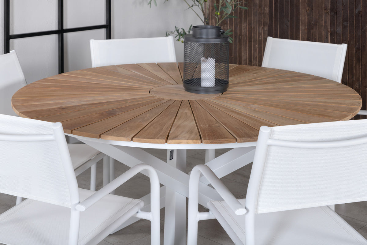 Venture Design Mexico & Santorini Matbord ⌀140 + Matstolar Vit