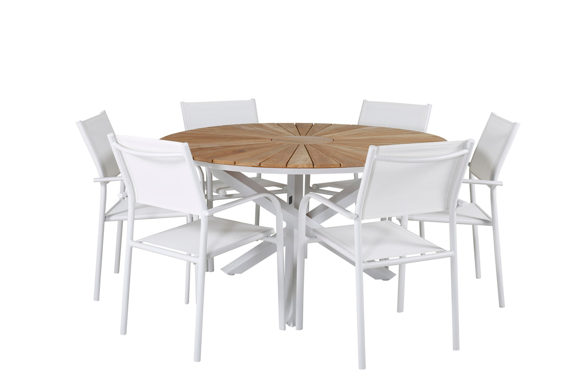 Venture Design Mexico & Santorini Matbord ⌀140 + Matstolar Vit