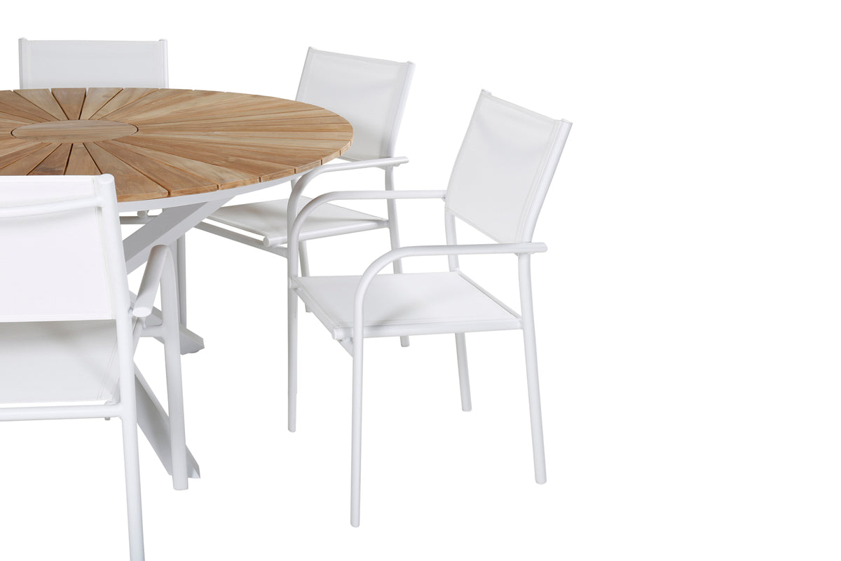 Venture Design Mexico & Santorini Matbord ⌀140 + Matstolar Vit