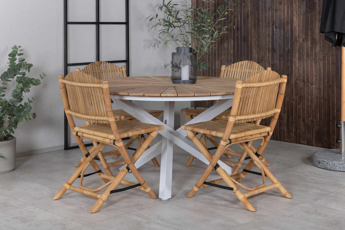 Venture Design Cane & Mexico Caféstolar Natur + Matbord ⌀140