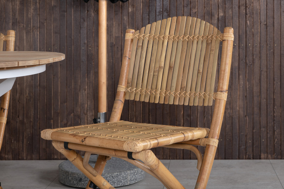 Venture Design Cane & Mexico Caféstolar Natur + Matbord ⌀140