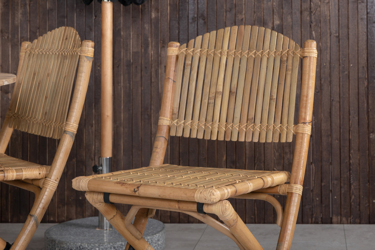 Venture Design Cane & Mexico Caféstolar Natur + Matbord ⌀140