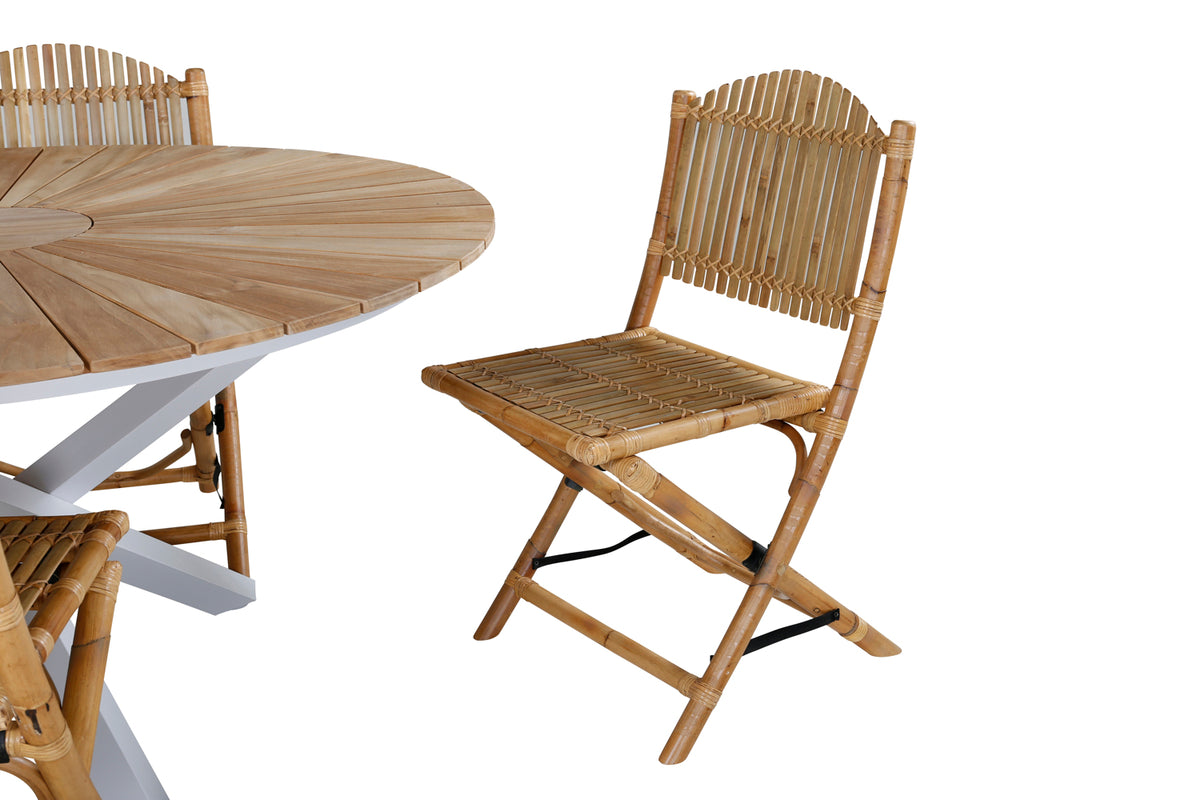 Venture Design Cane & Mexico Caféstolar Natur + Matbord ⌀140