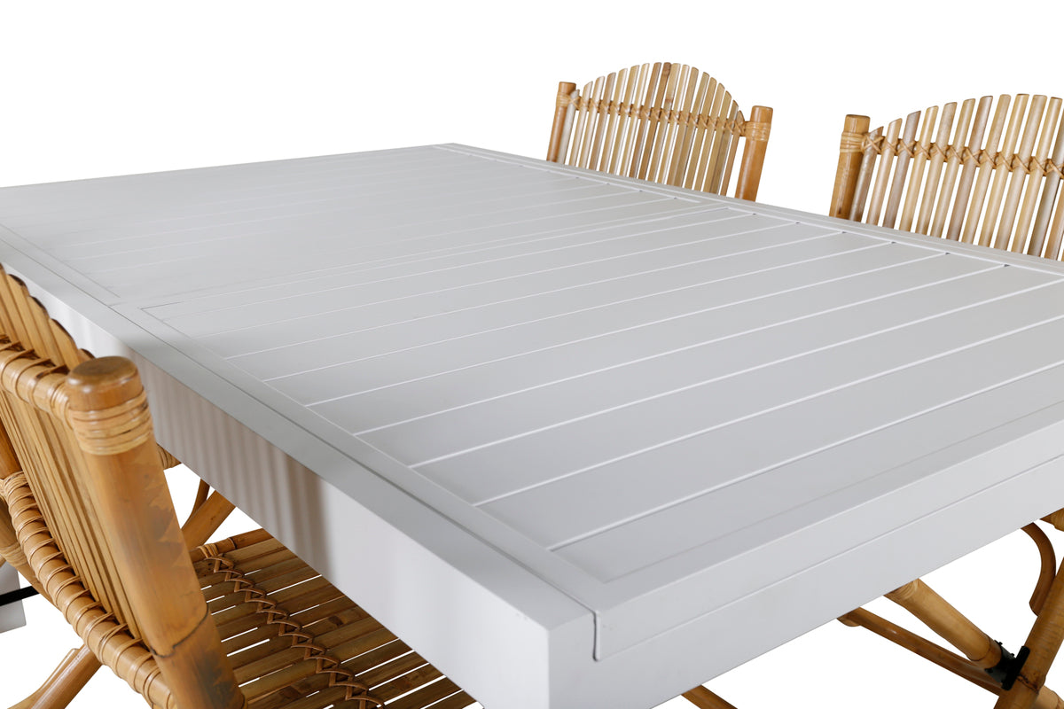 Venture Design Cane & Marbella Caféstolar Natur + Matbord 160x100x75