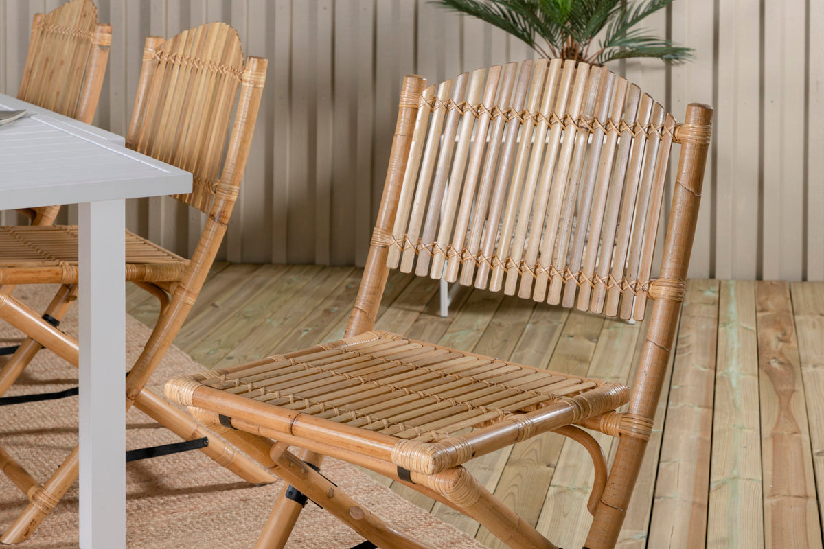 Venture Design Cane & Marbella Caféstolar Natur + Matbord 160x100x75
