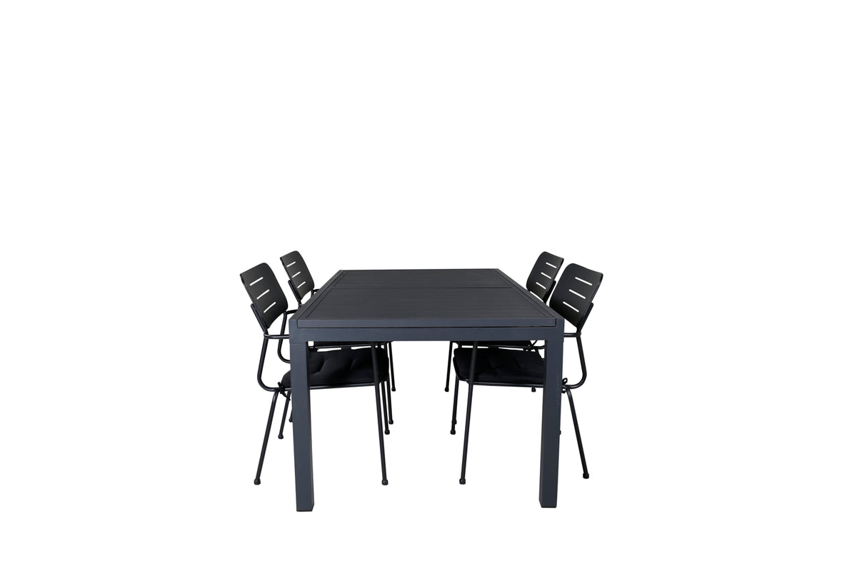 Venture Design Nicke & Marbella Matstolar Svart + Matbord 160x100x75