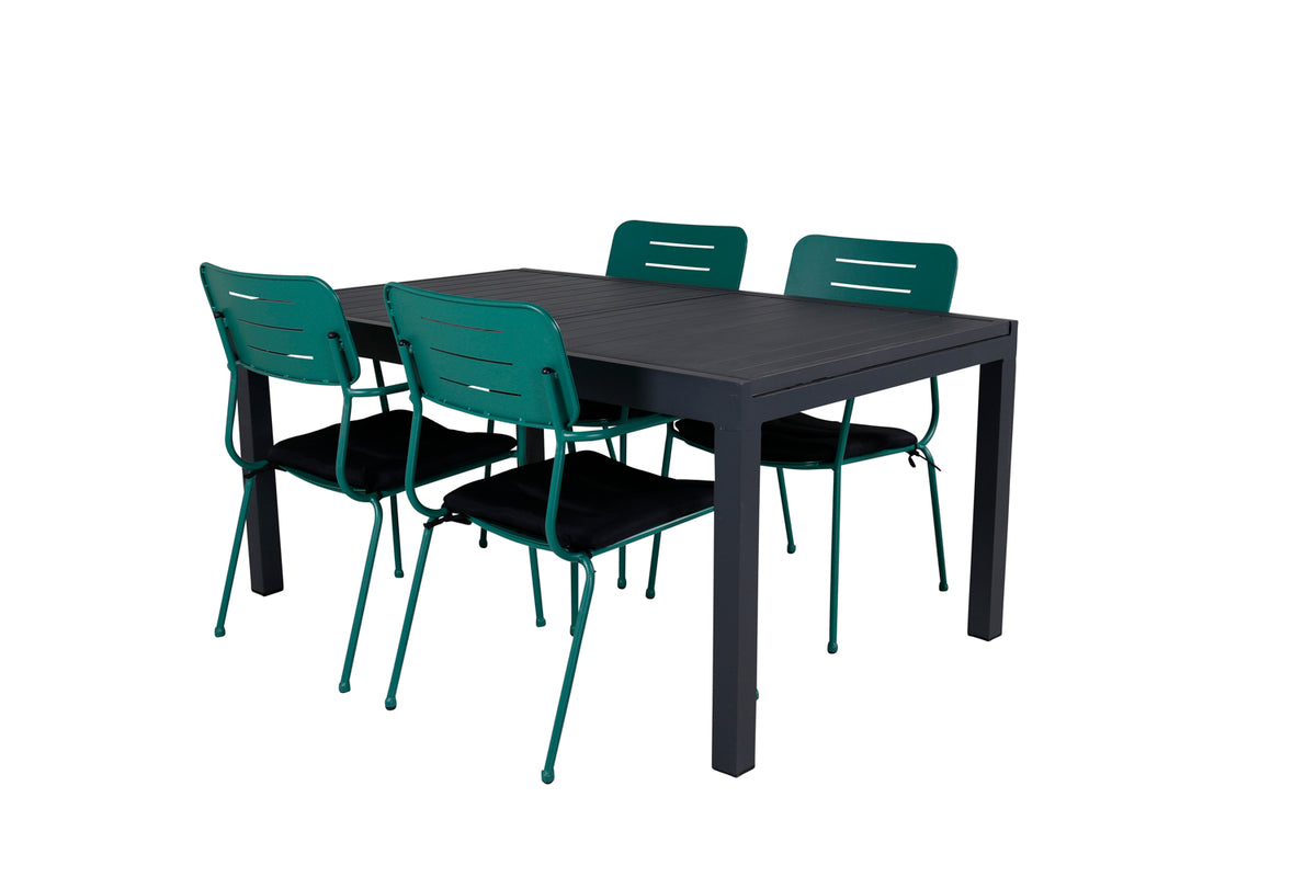 Venture Design Nicke & Marbella Matstolar Grön + Matbord 160x100x75