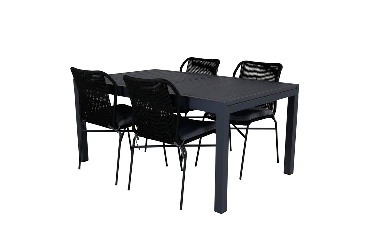 Venture Design Julian & Marbella Matstolar Svart + Matbord 160x100x75