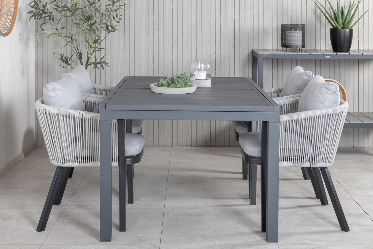 Venture Design Virya & Marbella Matstolar 2-pack Svart + Rektangulära Matbord 160 x 100 Svart