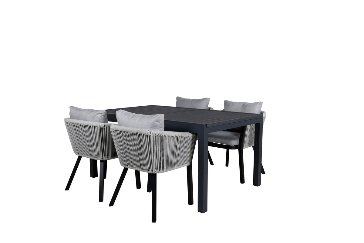 Venture Design Virya & Marbella Matstolar 2-pack Svart + Rektangulära Matbord 160 x 100 Svart