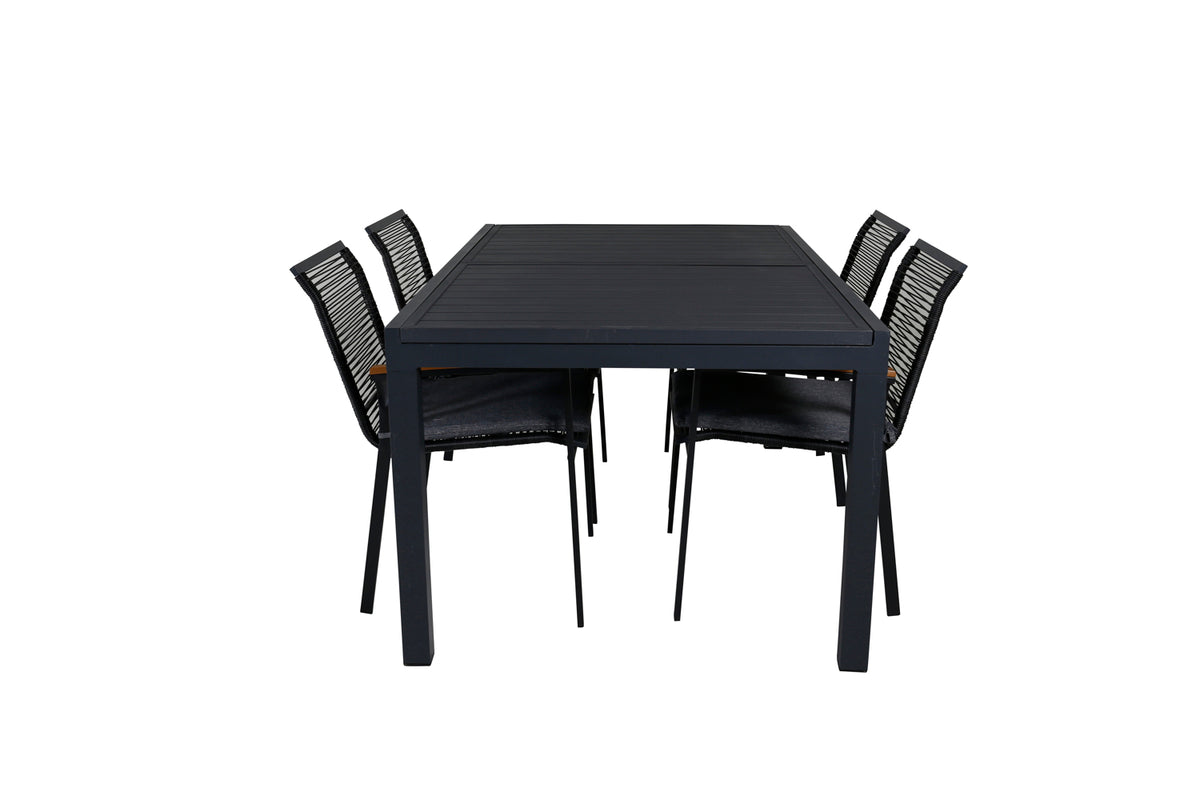 Venture Design Dallas & Marbella Matstolar Svart + Matbord 160x100x75
