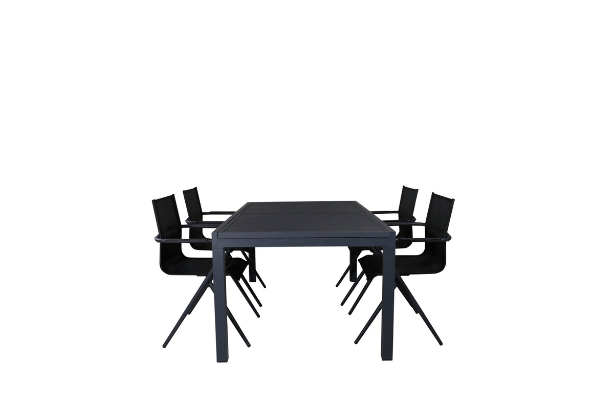Venture Design Alina & Marbella Matstolar Svart + Matbord 160x100x75