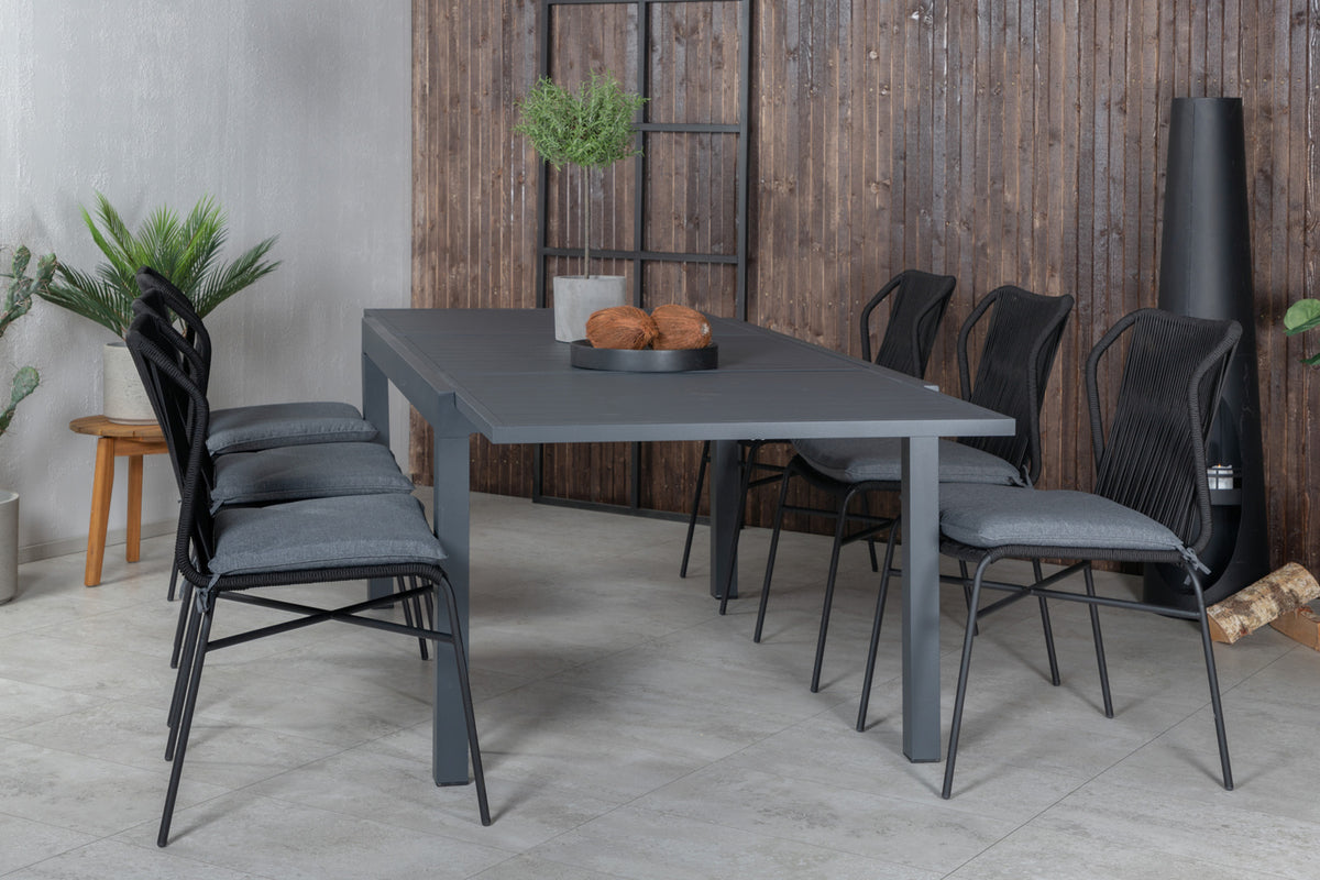 Venture Design Julian & Marbella Matstolar Svart + Matbord 240x100