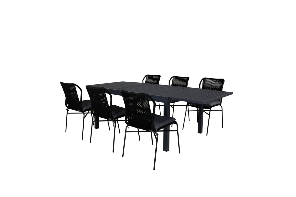 Venture Design Julian & Marbella Matstolar Svart + Matbord 240x100