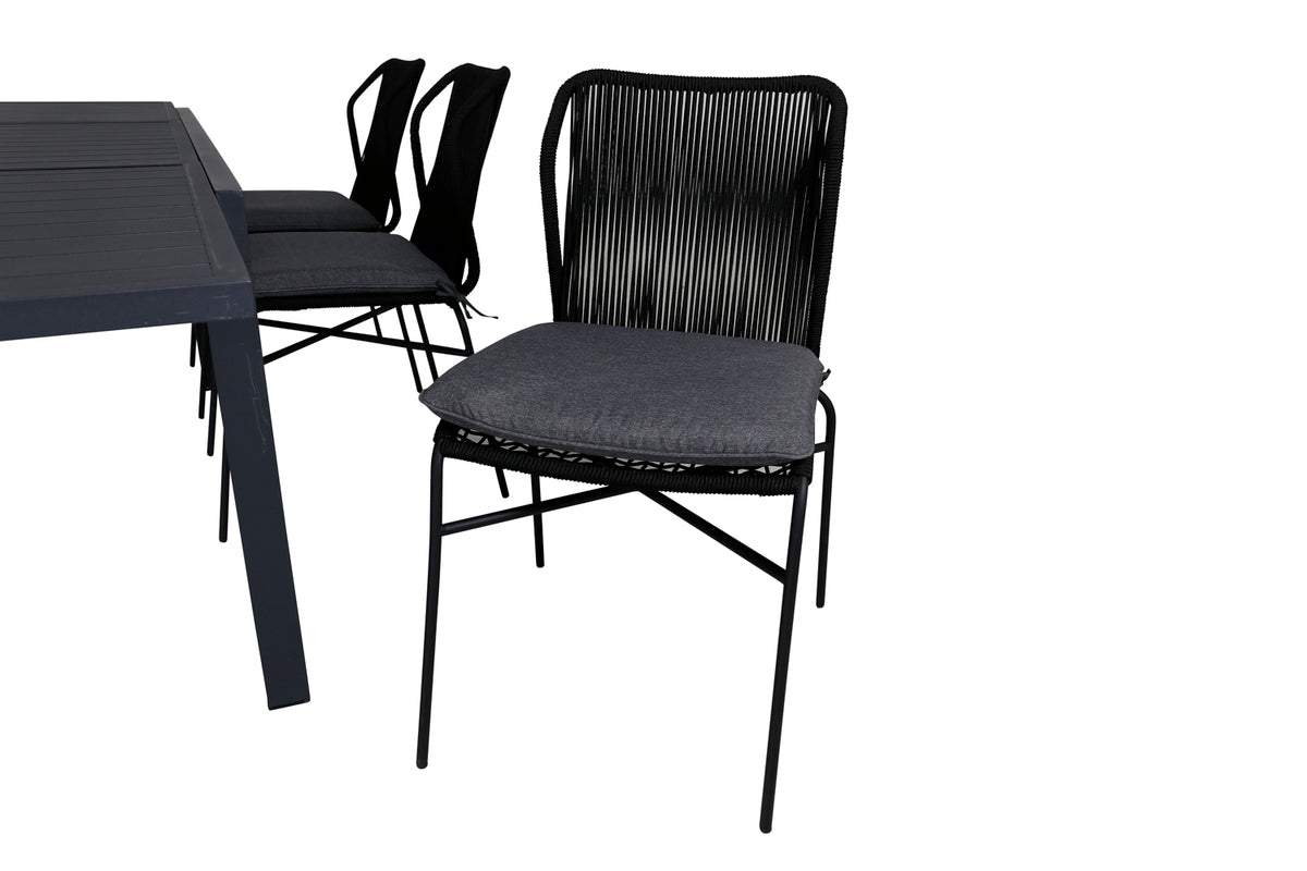 Venture Design Julian & Marbella Matstolar Svart + Matbord 240x100