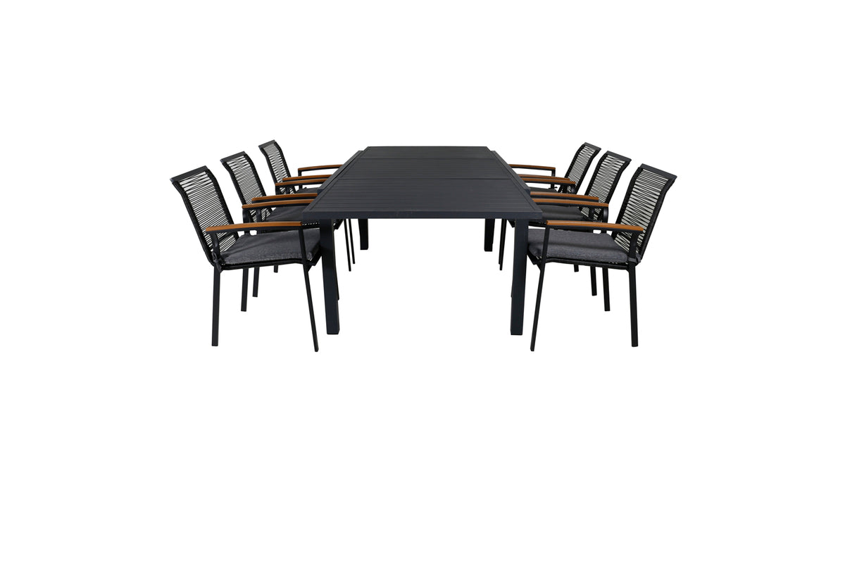 Venture Design Dallas & Marbella Matstolar Svart + Matbord 160x100x75
