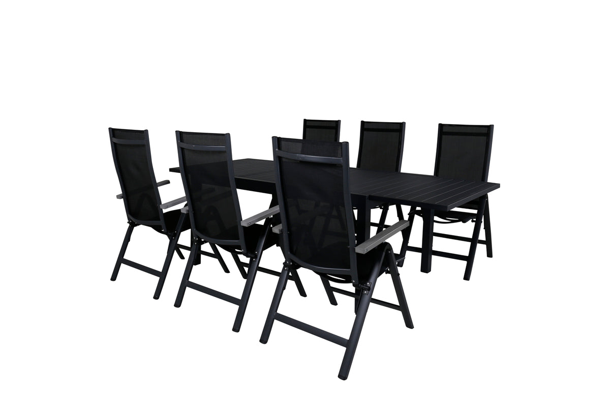 Venture Design Albany & Marbella Positionsstolar Svart + Matbord 160x100x75