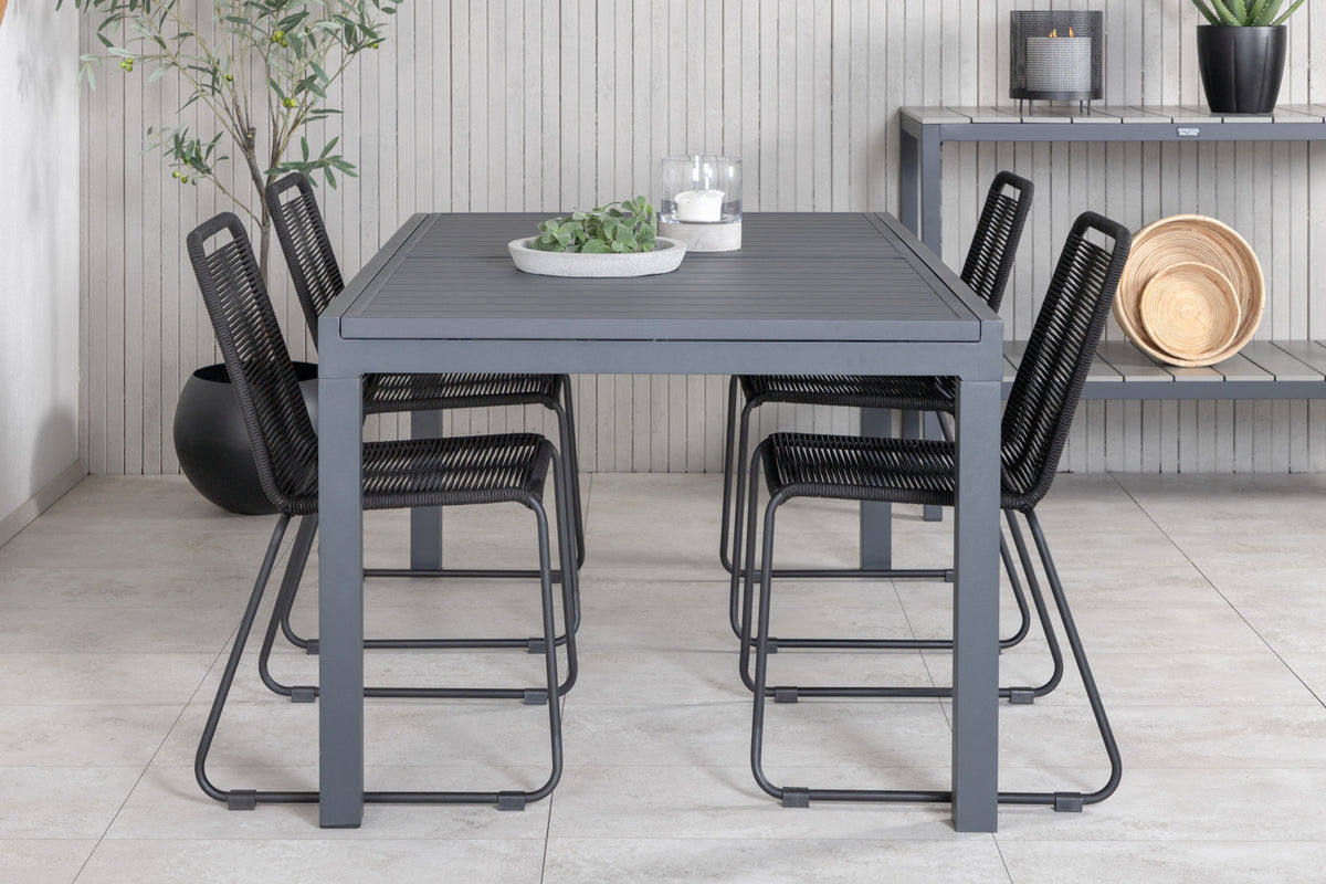 Venture Design Lindos & Marbella Matstolar Svart + Matbord 160x100x75