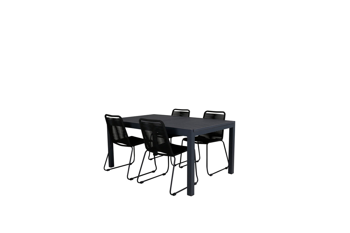 Venture Design Lindos & Marbella Matstolar Svart + Matbord 160x100x75